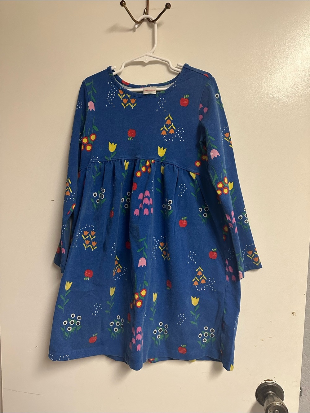Hanna Andersson Girls' Blue Floral Print Long-Sleeve Dress